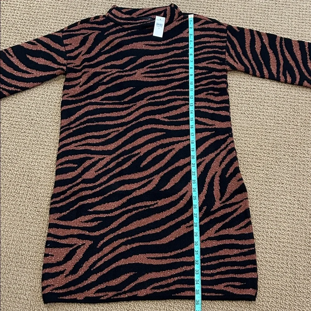 Ann Taylor Animal Print Sweater Dress size Medium Metallic Bronze Black
